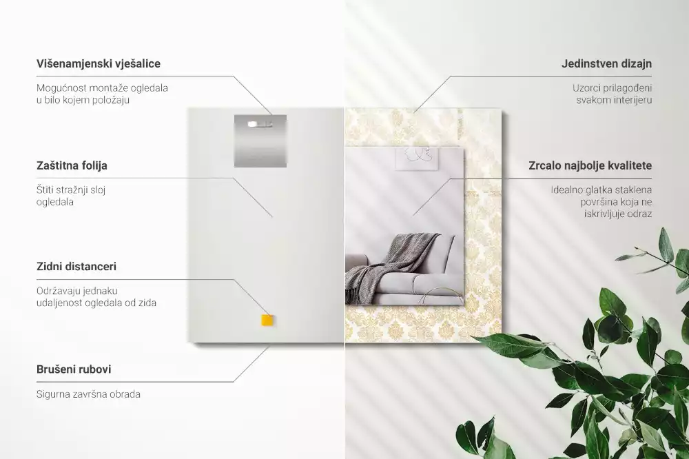Obdĺžnikové zrkadlo s motívom Žlté ozdoby