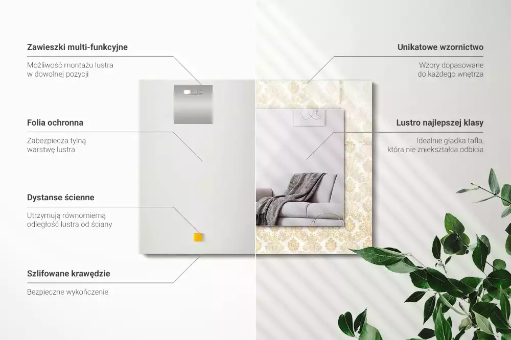 Obdĺžnikové zrkadlo s motívom Žlté ozdoby