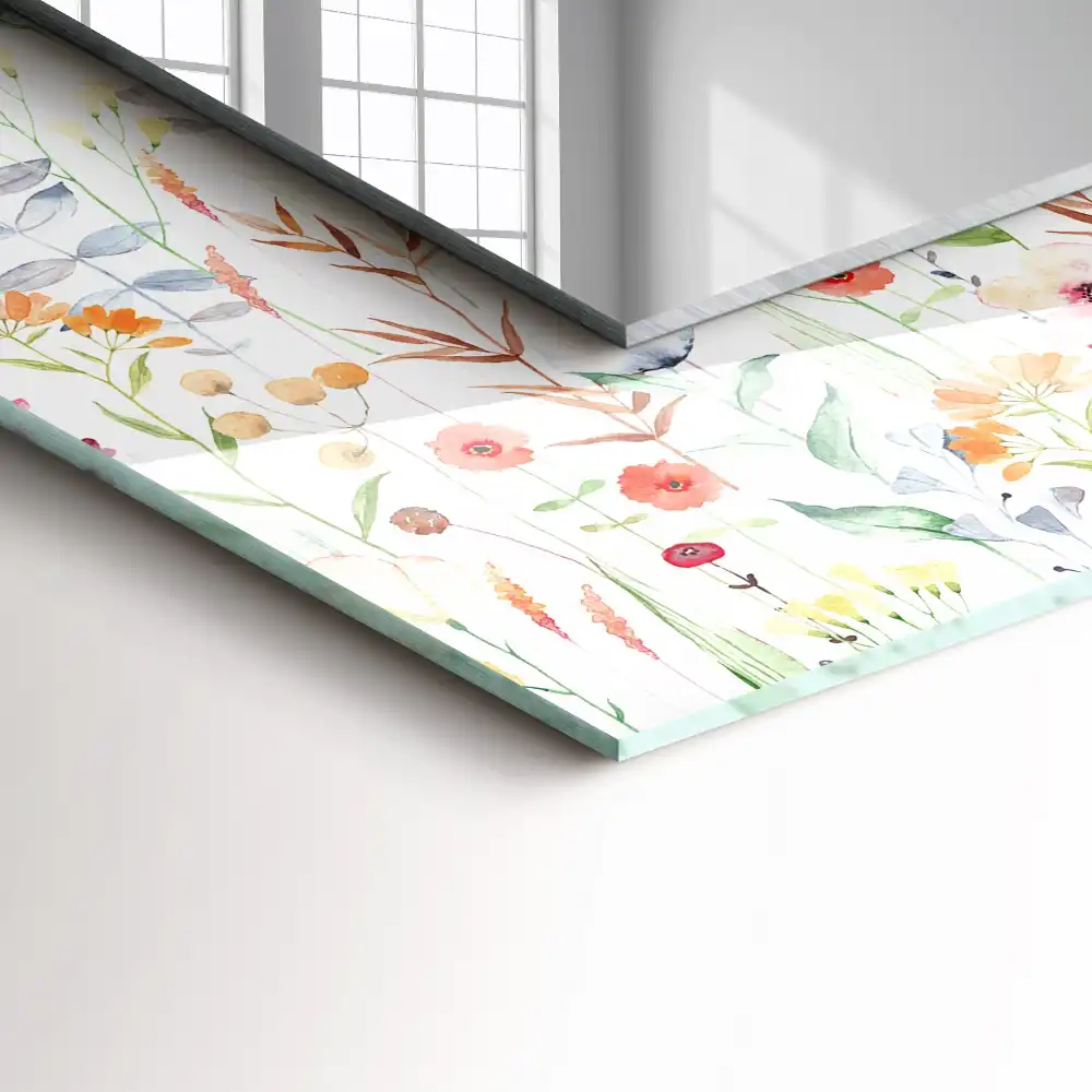 Obdĺžnikové ozdobné zrkadlo Kvetinový akvarelový vzor