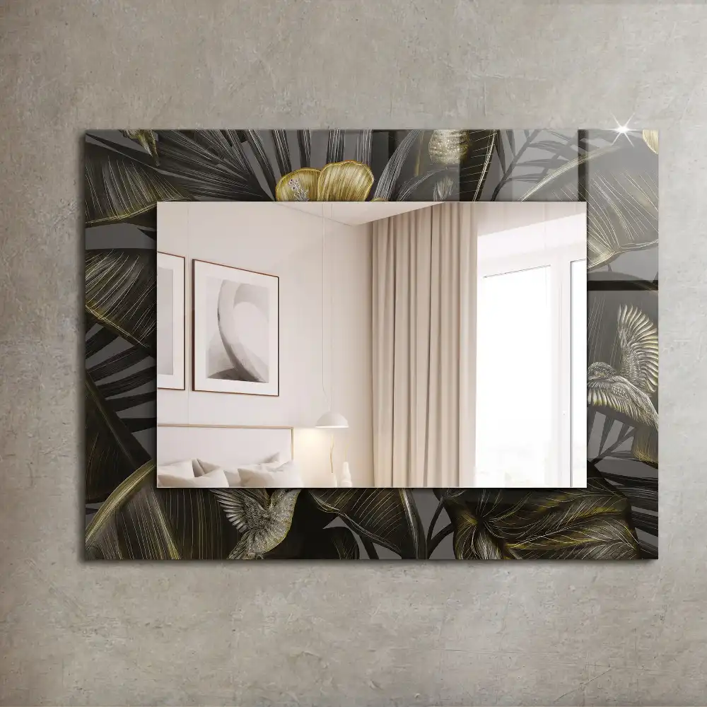 Obdĺžnikové dekoračné zrkadlo Kvety a kolibríky