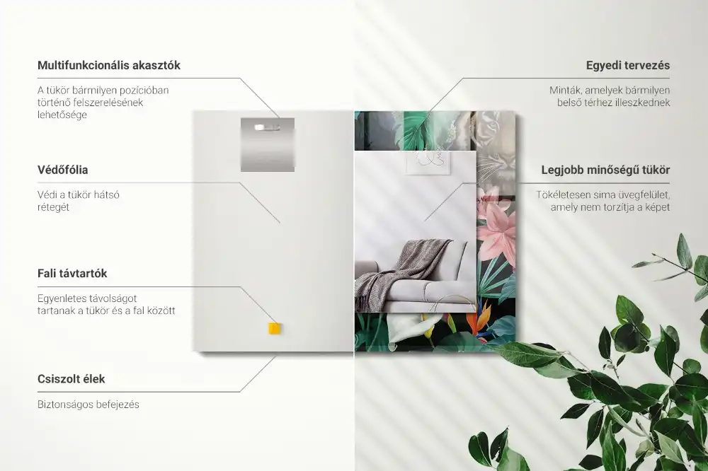 Obdĺžnikové zrkadlo s motívom Tigre papagáje džungľa