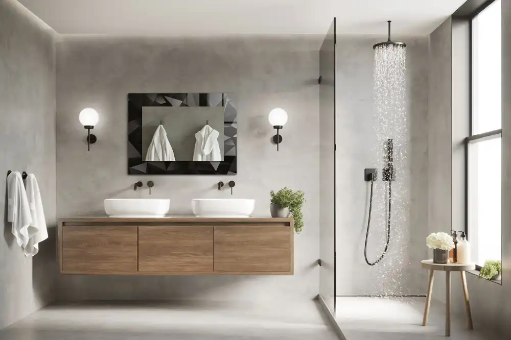 Obdĺžnikové ozdobné zrkadlo Čierne geometrické tvary