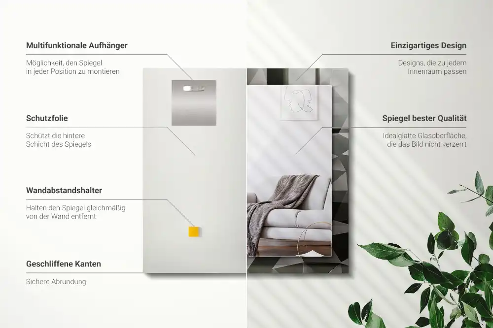 Obdĺžnikové ozdobné zrkadlo Čierne geometrické tvary