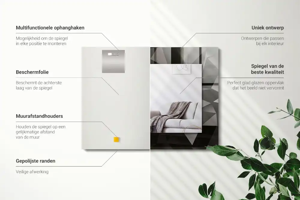 Obdĺžnikové ozdobné zrkadlo Čierne geometrické tvary