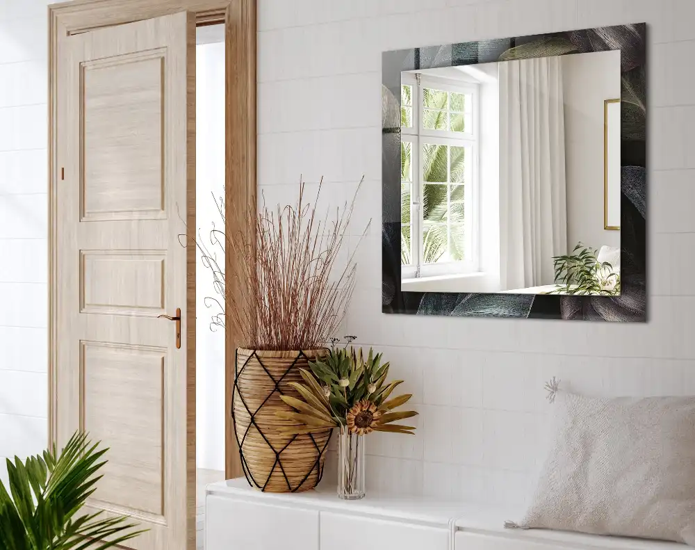 Obdĺžnikové dekoračné zrkadlo Farebné listy rastlín