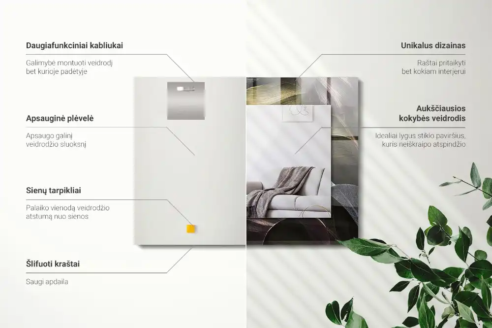 Obdĺžnikové dekoračné zrkadlo Farebné listy rastlín