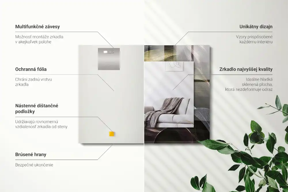 Obdĺžnikové dekoračné zrkadlo Farebné listy rastlín