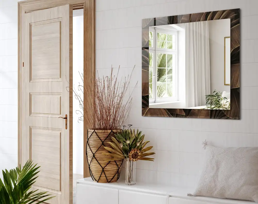 Obdĺžnikové zrkadlo s motívom tropické listy