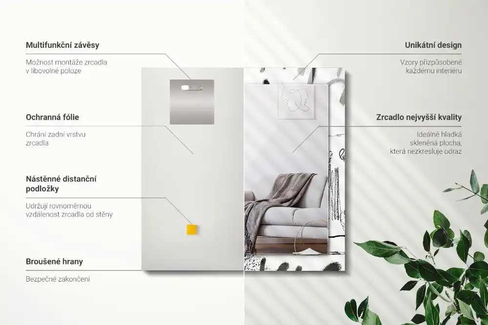 Obdĺžnikové zrkadlo s motívom Abstraktné moderné vzory