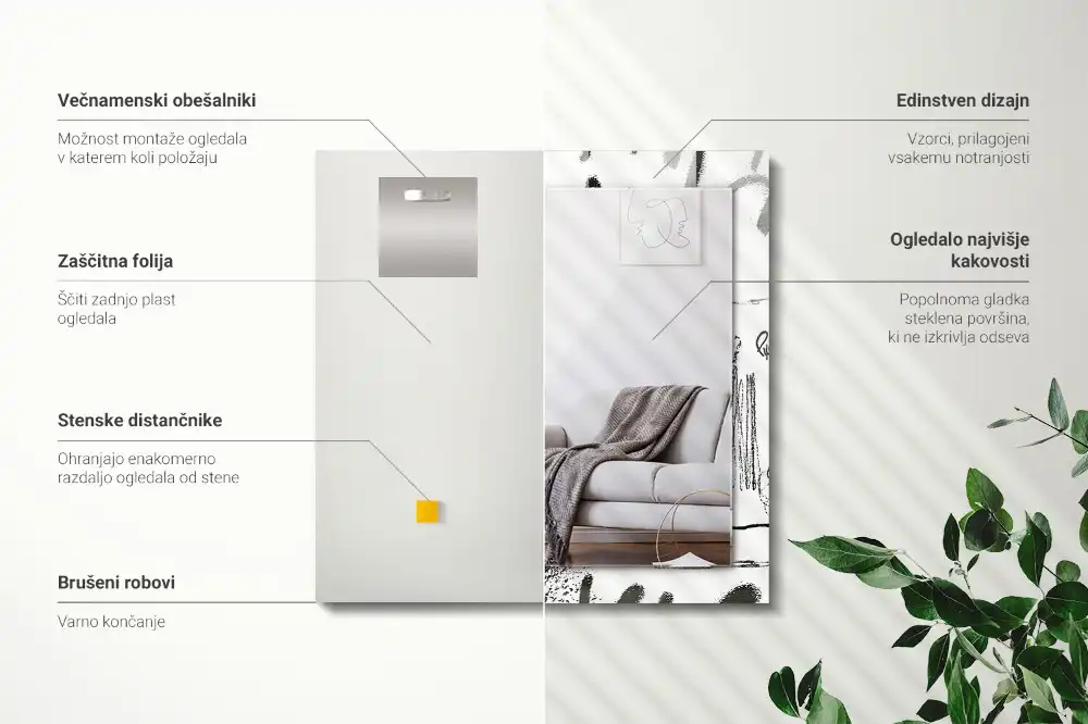 Obdĺžnikové zrkadlo s motívom Abstraktné moderné vzory