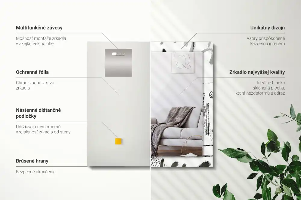 Obdĺžnikové zrkadlo s motívom Abstraktné moderné vzory