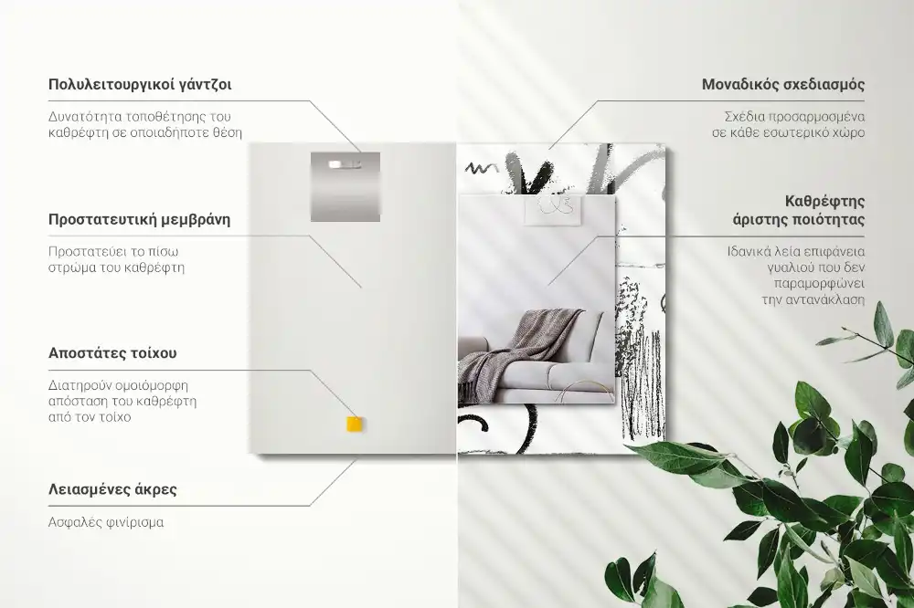 Obdĺžnikové zrkadlo s motívom Abstraktné moderné vzory