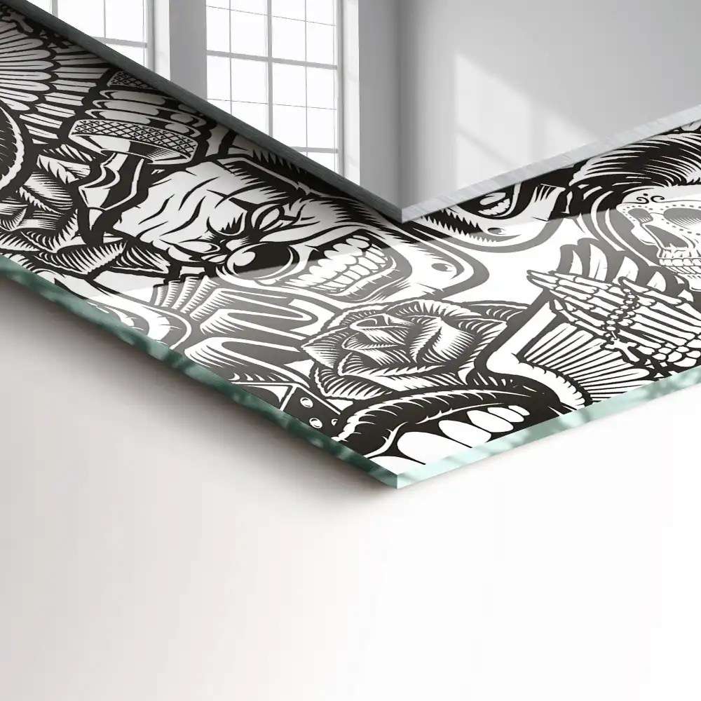 Obdĺžnikové ozdobné zrkadlo Čiernobiele vzory