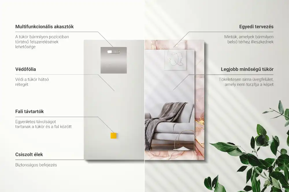 Obdĺžnikové zrkadlo s motívom Abstraktné akvarelové umenie