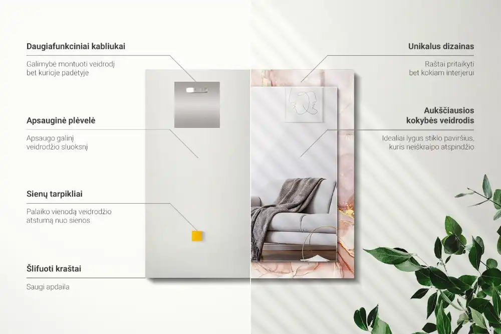 Obdĺžnikové zrkadlo s motívom Abstraktné akvarelové umenie