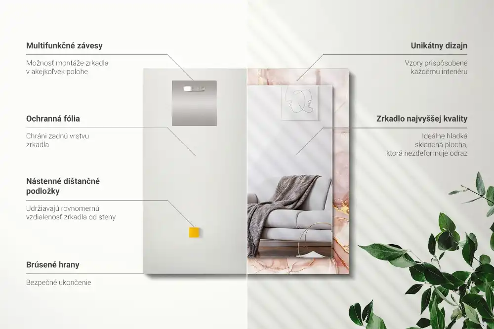 Obdĺžnikové zrkadlo s motívom Abstraktné akvarelové umenie