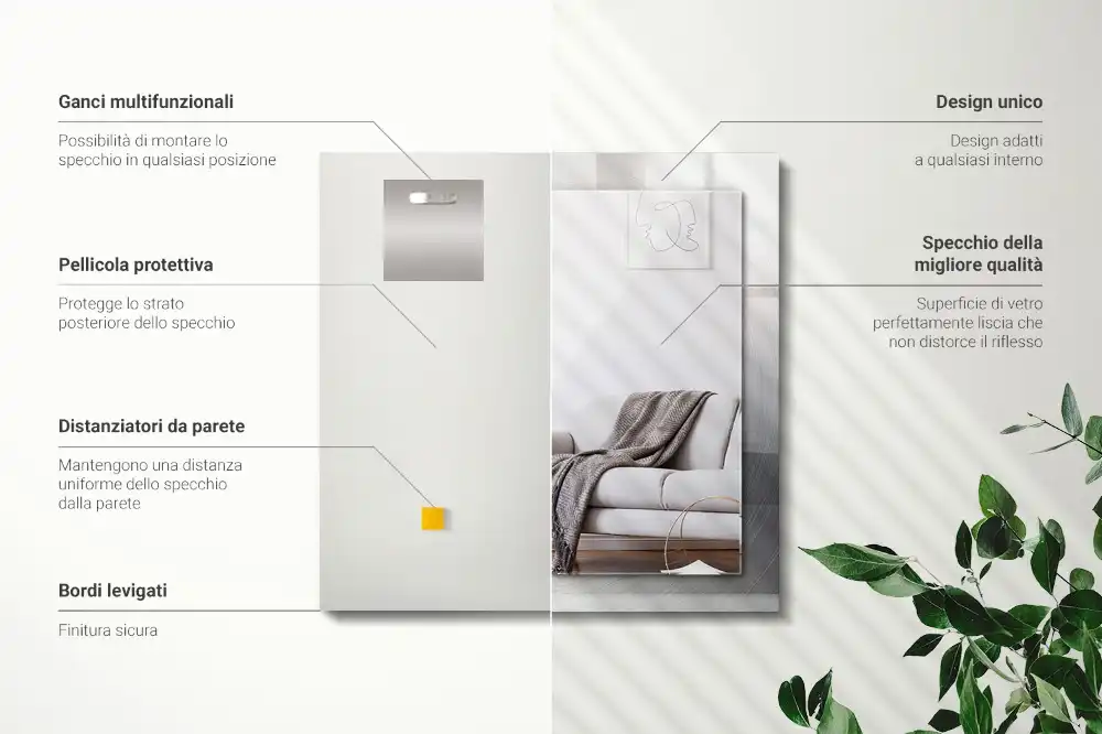 Obdĺžnikové ozdobné zrkadlo Okrúhly kovový povrch