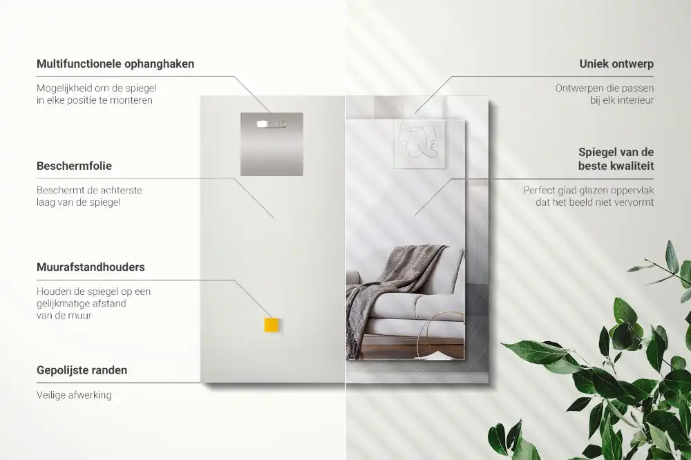 Obdĺžnikové ozdobné zrkadlo Okrúhly kovový povrch