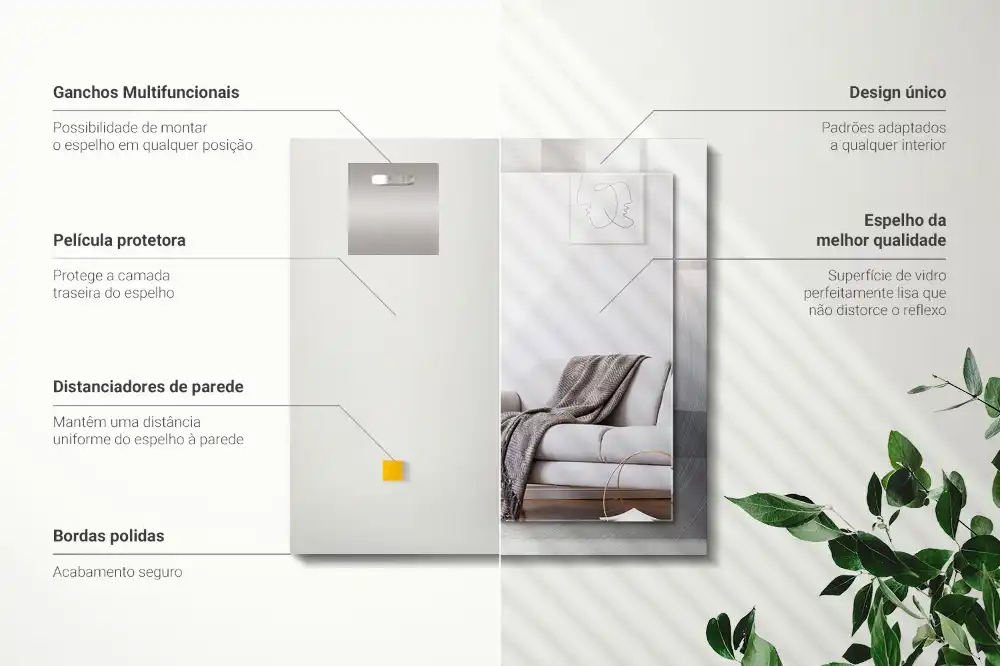 Obdĺžnikové ozdobné zrkadlo Okrúhly kovový povrch