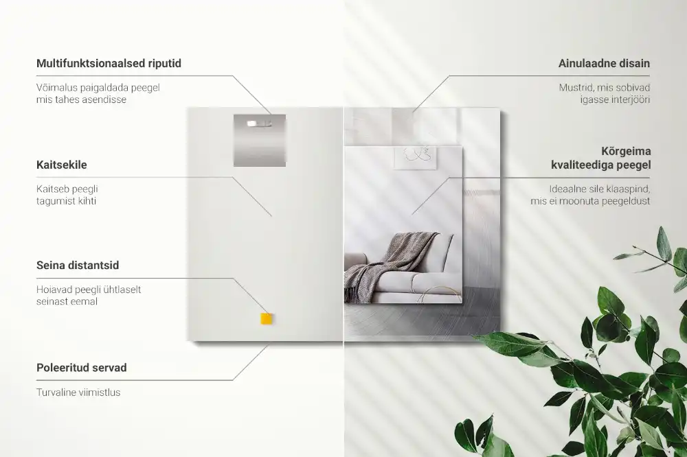 Obdĺžnikové ozdobné zrkadlo Okrúhly kovový povrch