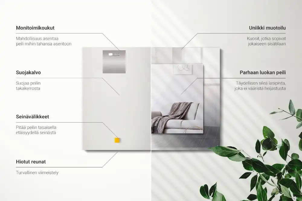 Obdĺžnikové ozdobné zrkadlo Okrúhly kovový povrch