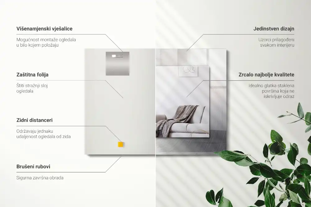 Obdĺžnikové ozdobné zrkadlo Okrúhly kovový povrch