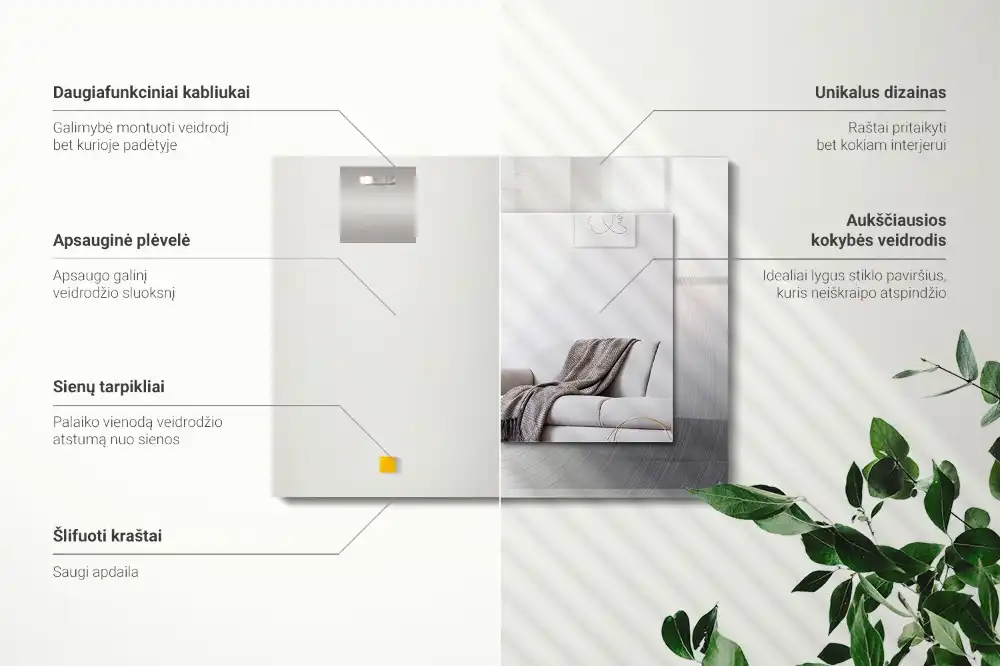 Obdĺžnikové ozdobné zrkadlo Okrúhly kovový povrch