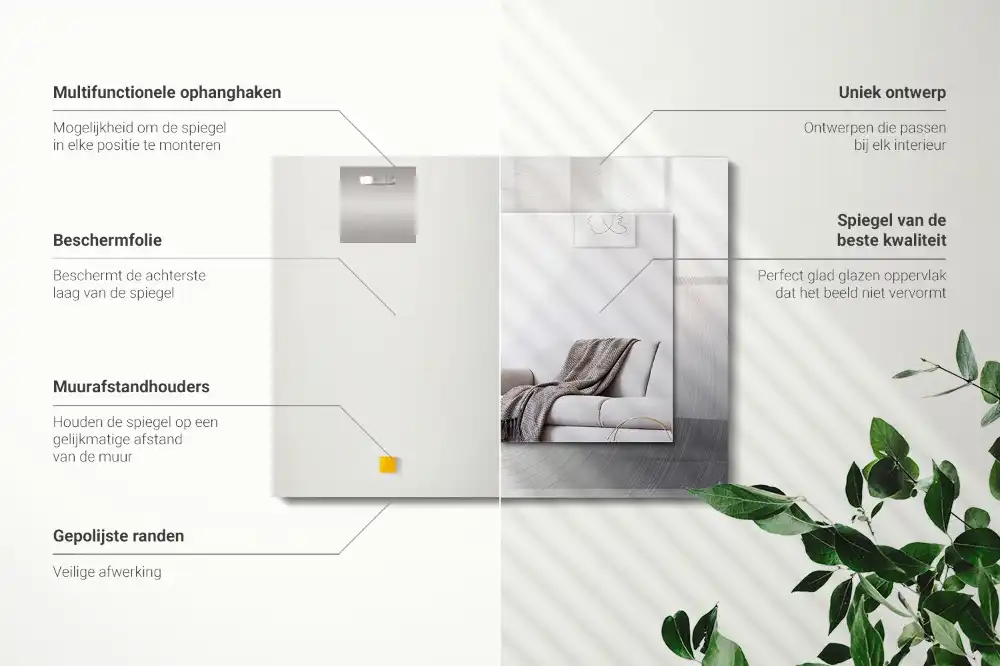 Obdĺžnikové ozdobné zrkadlo Okrúhly kovový povrch