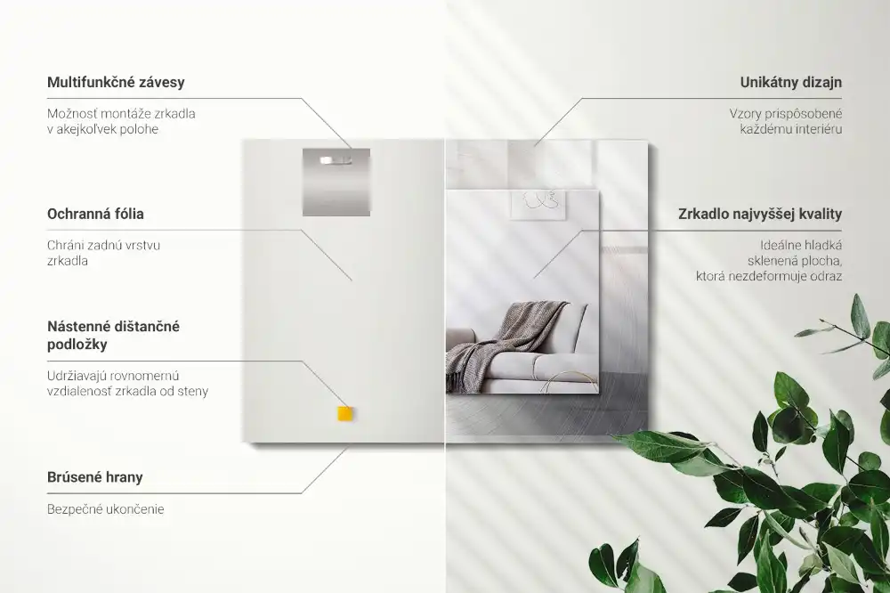 Obdĺžnikové ozdobné zrkadlo Okrúhly kovový povrch