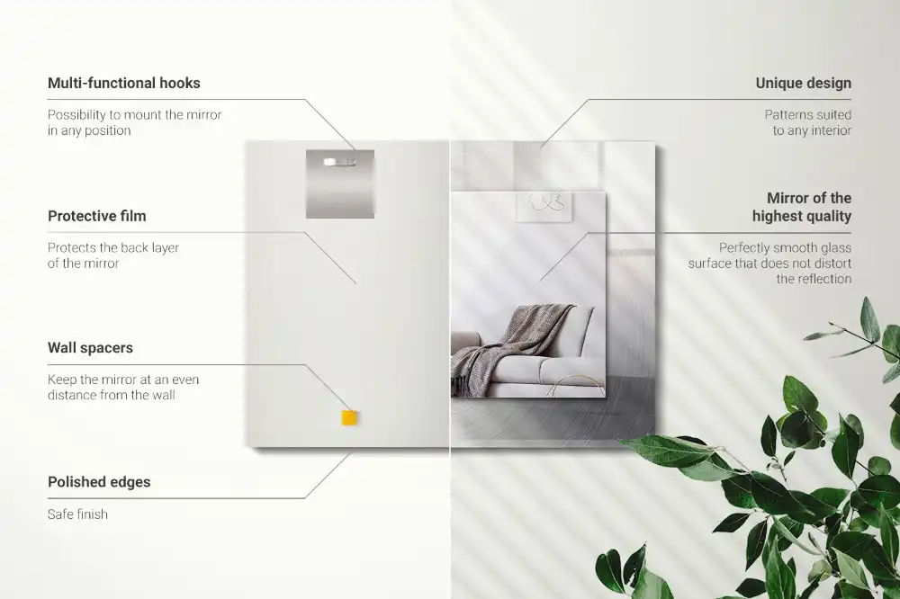 Obdĺžnikové ozdobné zrkadlo Okrúhly kovový povrch