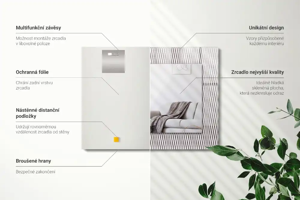 Obdĺžnikové dekoračné zrkadlo Vzor textilnej tkaniny