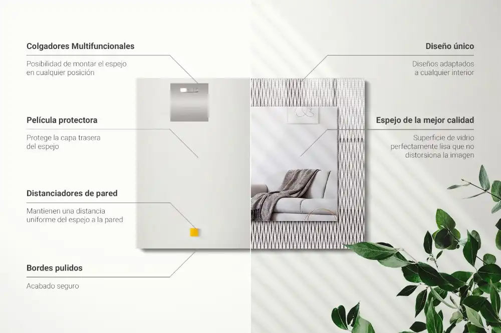 Obdĺžnikové dekoračné zrkadlo Vzor textilnej tkaniny