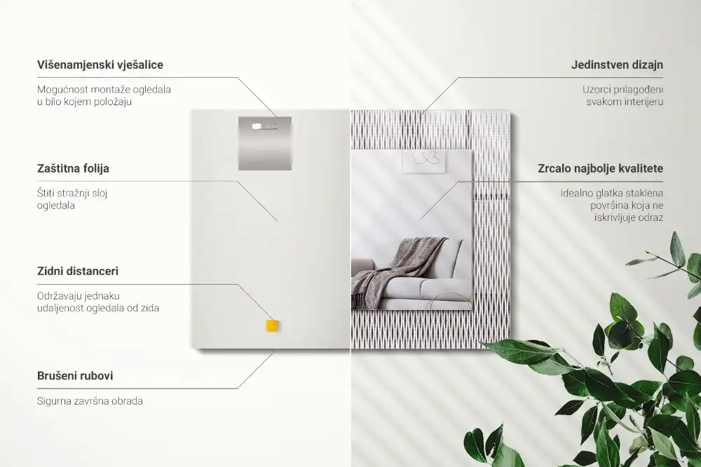 Obdĺžnikové dekoračné zrkadlo Vzor textilnej tkaniny