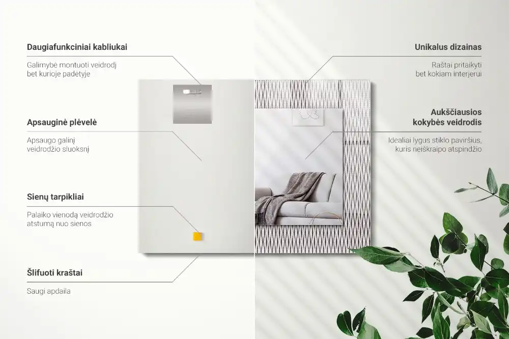 Obdĺžnikové dekoračné zrkadlo Vzor textilnej tkaniny