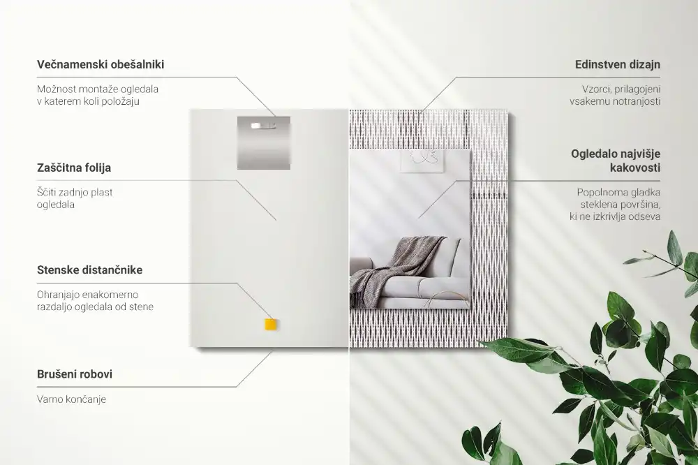 Obdĺžnikové dekoračné zrkadlo Vzor textilnej tkaniny