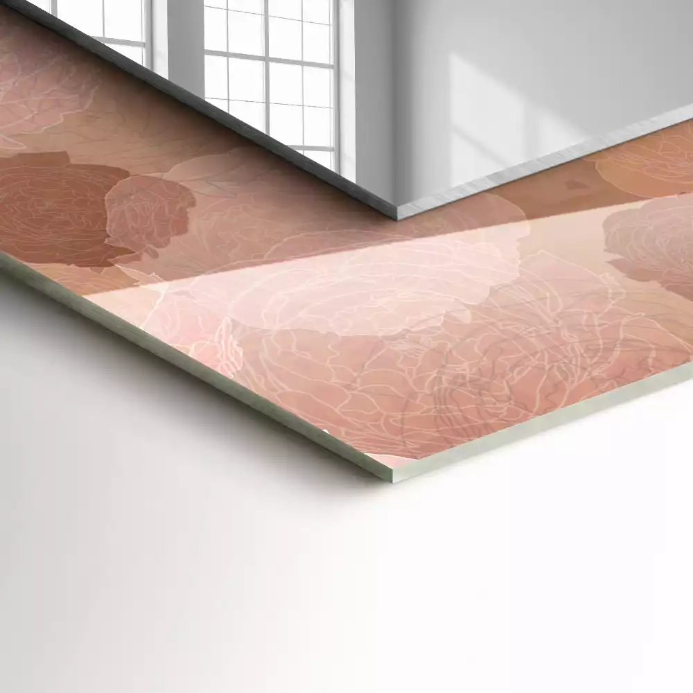 Obdĺžnikové zrkadlo s motívom Kvety pivoniek