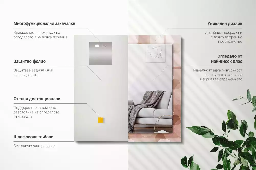 Obdĺžnikové zrkadlo s motívom Kvety pivoniek