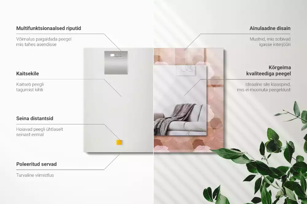 Obdĺžnikové zrkadlo s motívom Kvety pivoniek