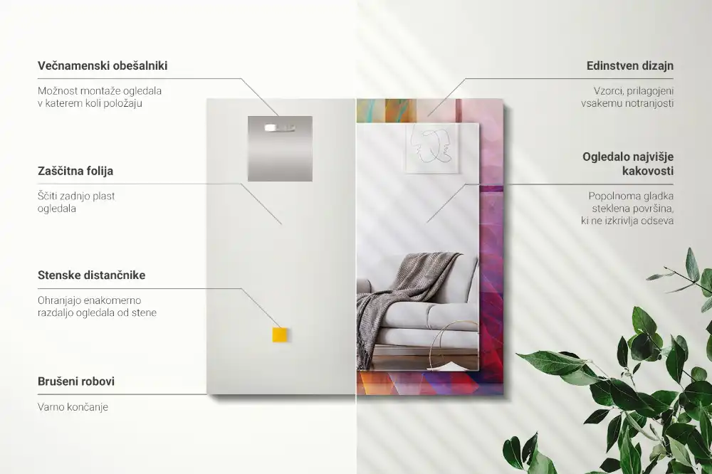 Obdĺžnikové ozdobné zrkadlo Farebná abstraktná špirála