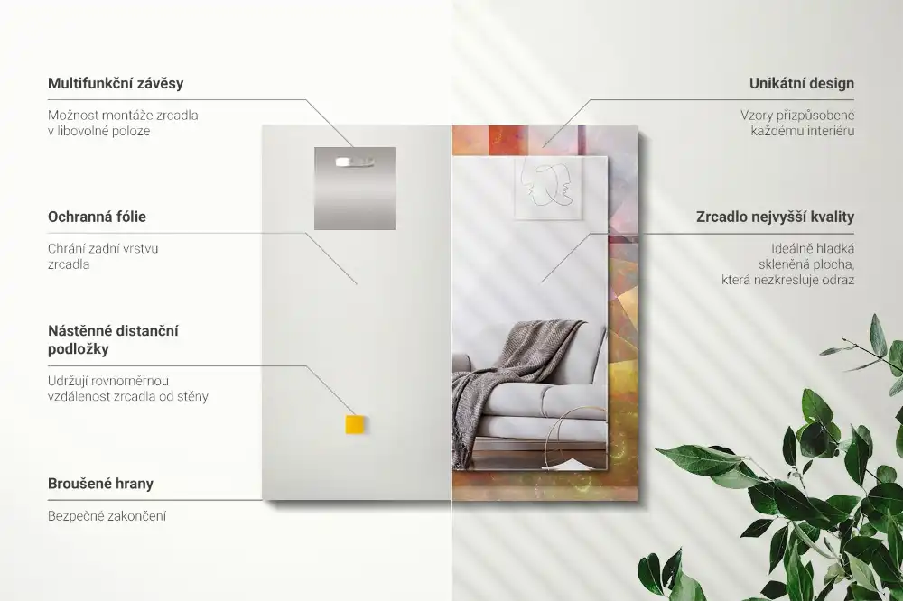 Obdĺžnikové dekoračné zrkadlo Farebná fraktálna špirála