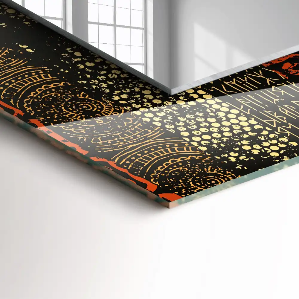 Obdĺžnikové zrkadlo s motívom etnický ornamentálny vzor