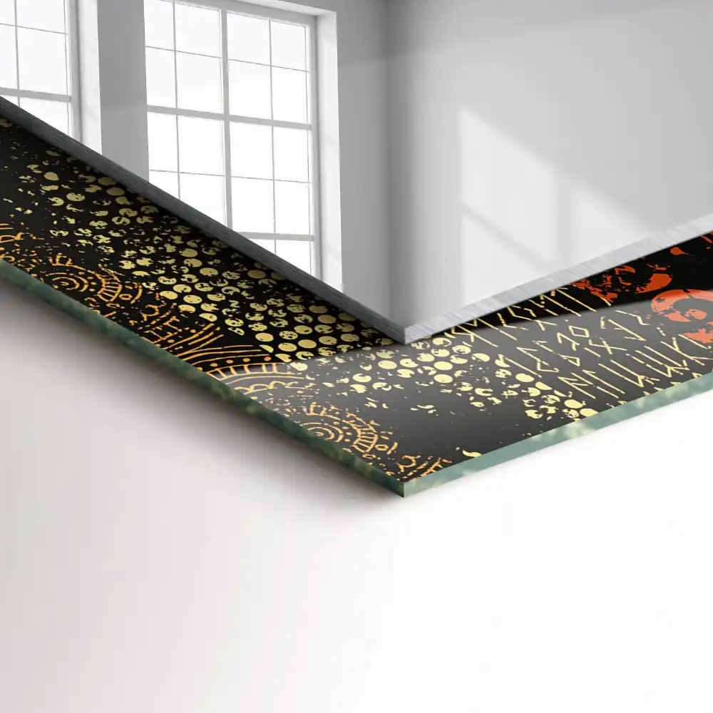 Obdĺžnikové zrkadlo s motívom etnický ornamentálny vzor