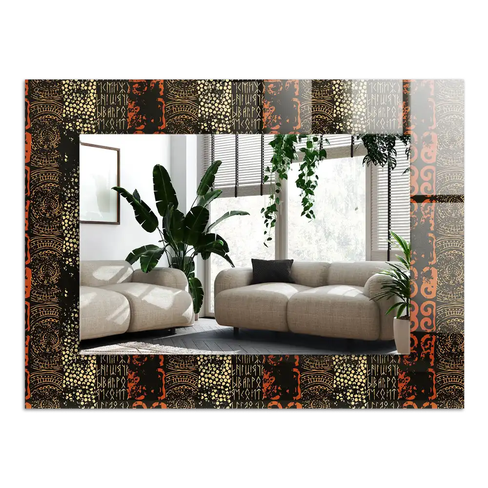 Obdĺžnikové zrkadlo s motívom etnický ornamentálny vzor