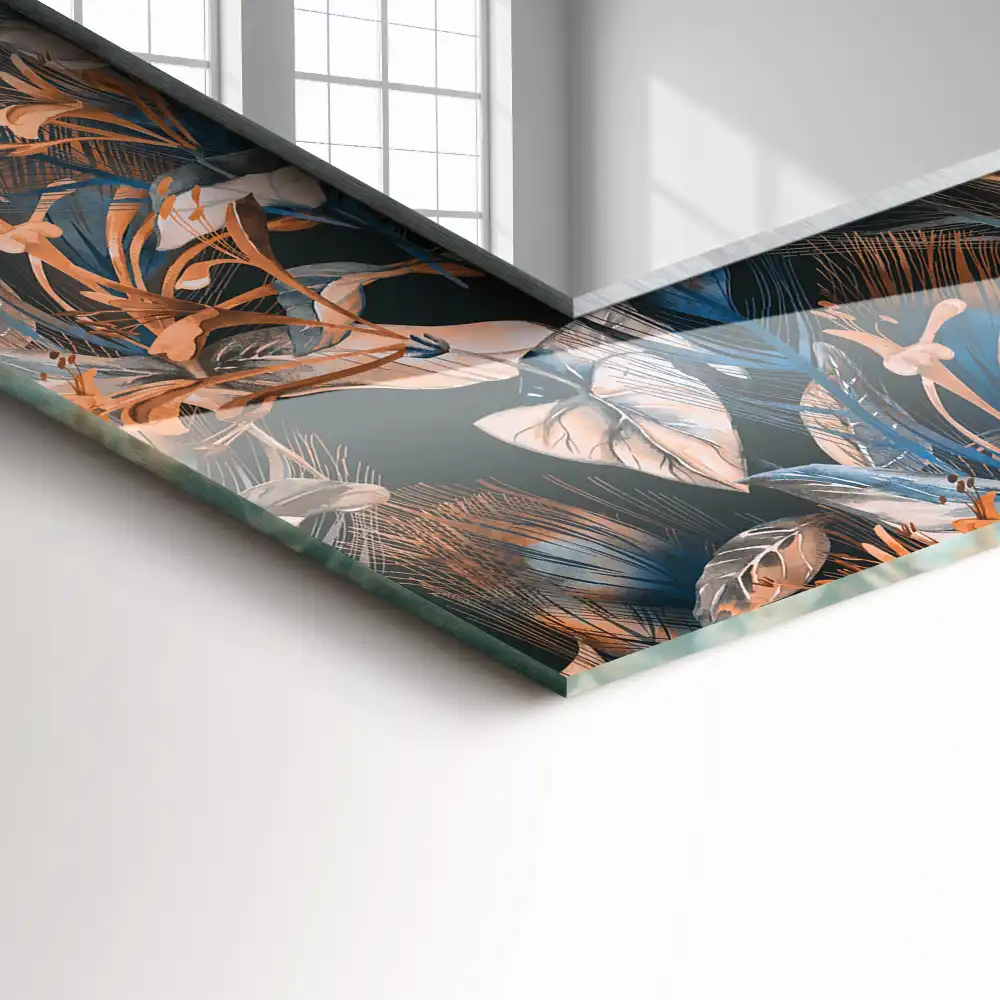 Obdĺžnikové ozdobné zrkadlo Kvety a listy