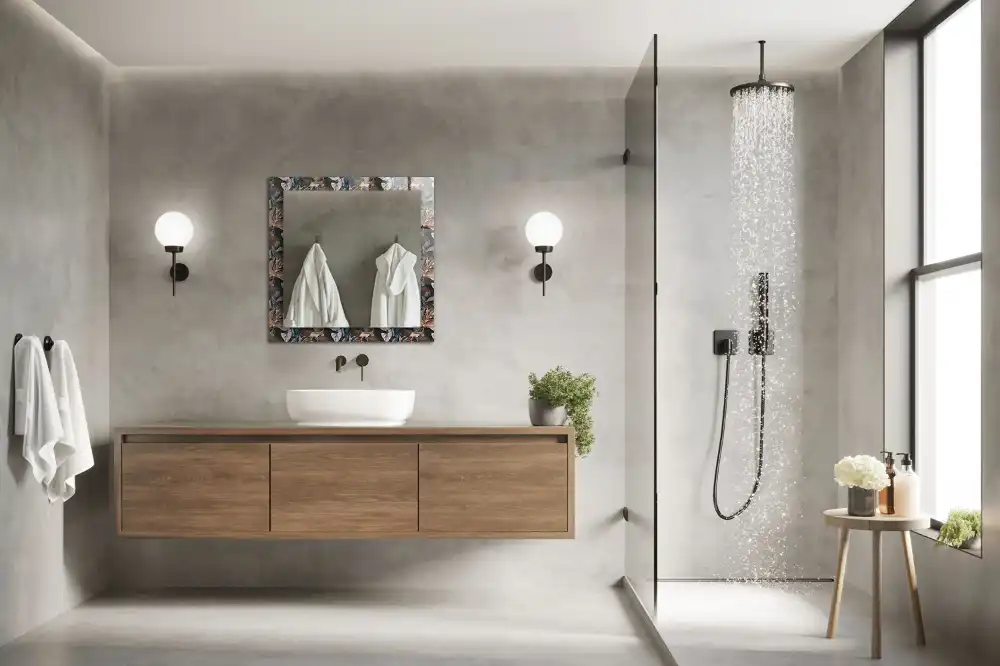 Obdĺžnikové ozdobné zrkadlo Kvety a listy