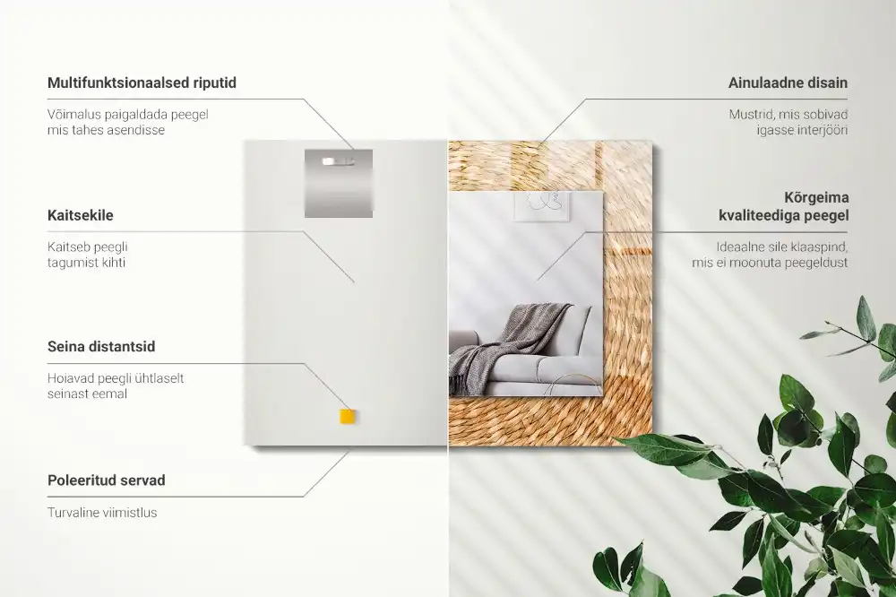 Obdĺžnikové dekoračné zrkadlo Prútie