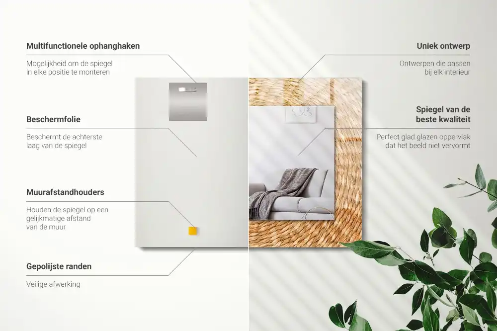 Obdĺžnikové dekoračné zrkadlo Prútie