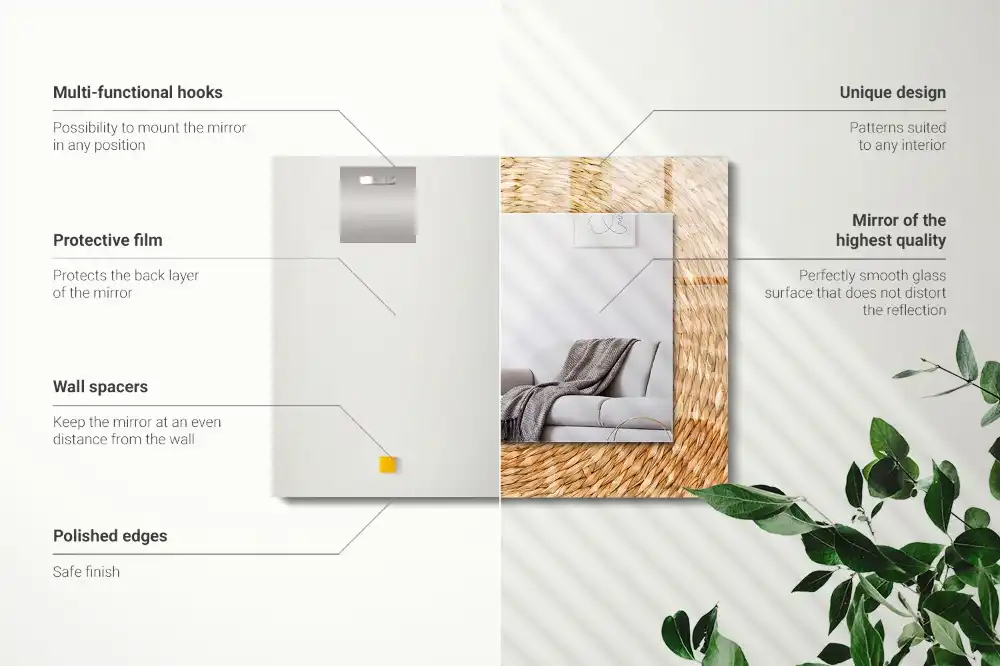 Obdĺžnikové dekoračné zrkadlo Prútie