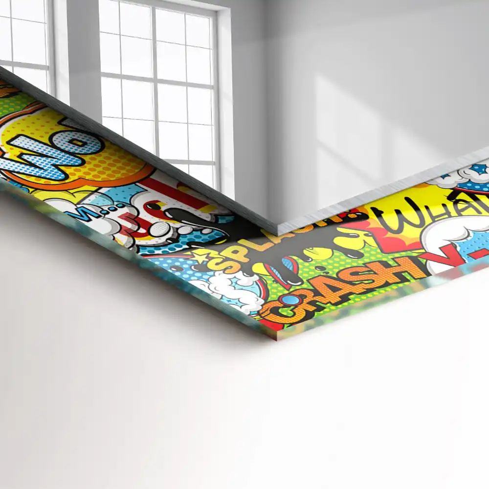 Obdĺžnikové zrkadlo s motívom Farebné komické bubliny