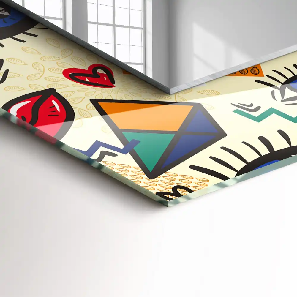 Obdĺžnikové dekoračné zrkadlo Tvary očí a úst